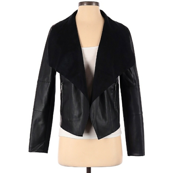 BAGATELLE FAUX LEATHER "draped" jacket. Never worn. Like New.  Size Small U.S.A. - Picture 1 of 5